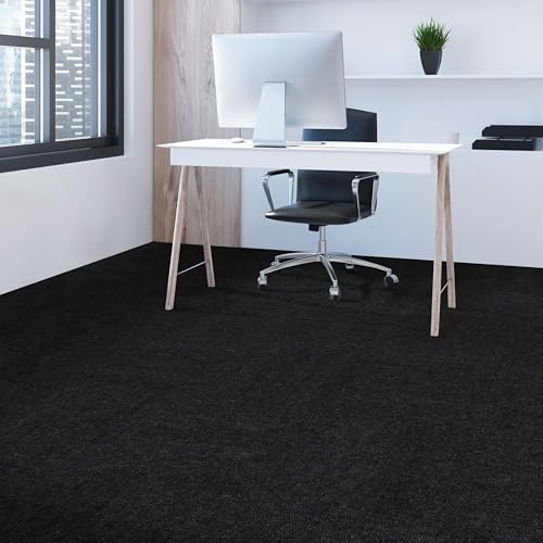 Mohawk Home Peel and Stick Carpet Tiles 18x18 Inch Indoor Outdoor Polyester, Stain Resistant, Easy DIY Install (10 Tiles, 22.5 Sq Ft,Black) by Mohawk Home - Used condition - Image 3
