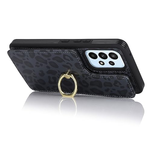 Image of for Samsung Galaxy A53 5G Case with Card Holder,Galaxy A53 5G Case Wallet for Women,Credit Card Holder,Ring Stand,Cute Phone Wallet Cases 6.5 inch(Black Leopard)