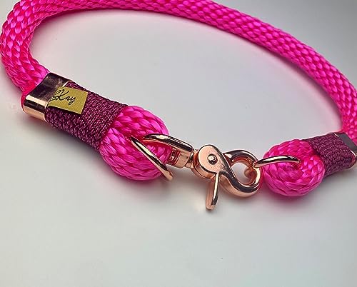 Stunning hot pink rope dog collars (22 inches, Rose Gold)