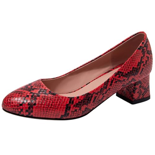 Fashion Mid Heel Pointed Toe Snakeskin Women Court Shoes