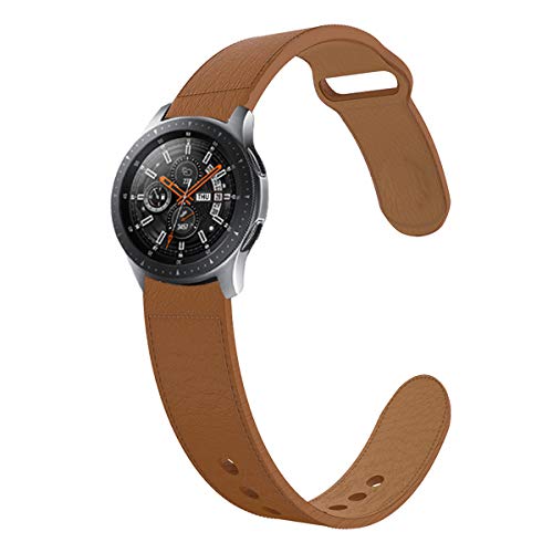 KTcos Compatible con Samsung Gear S3 Frontier&Classic and Galaxy Watch 46mm Correa Cuero, 22mm Recambio Reemplazo de Banda de la Muñeca Pulseras para for Gear S3 Smartwatch (marrón)