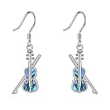 YAFEINI Violin Earrings 925 Sterling Silver, Dangle Drop Earrings for Women, Music Gifts, Hypoallergenic, Tarnish Resistant, Nickel-Free, Violinist Jewelry