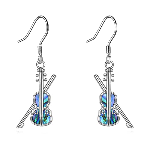 Yafeini Violin Earrings 925 Sterling Silver Violin And Violin Bow Dangle Drop Earrings Violin Jewelry Music Gifts For Women Girl Violinist #TOP17