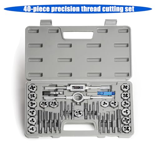 Sexyhot 40 tlg Gewindeschneider Set, Gewindebohrer und chneideisen Bohrer Set Metrische M3-M12, für Schneiden von Innen und Außengewinden