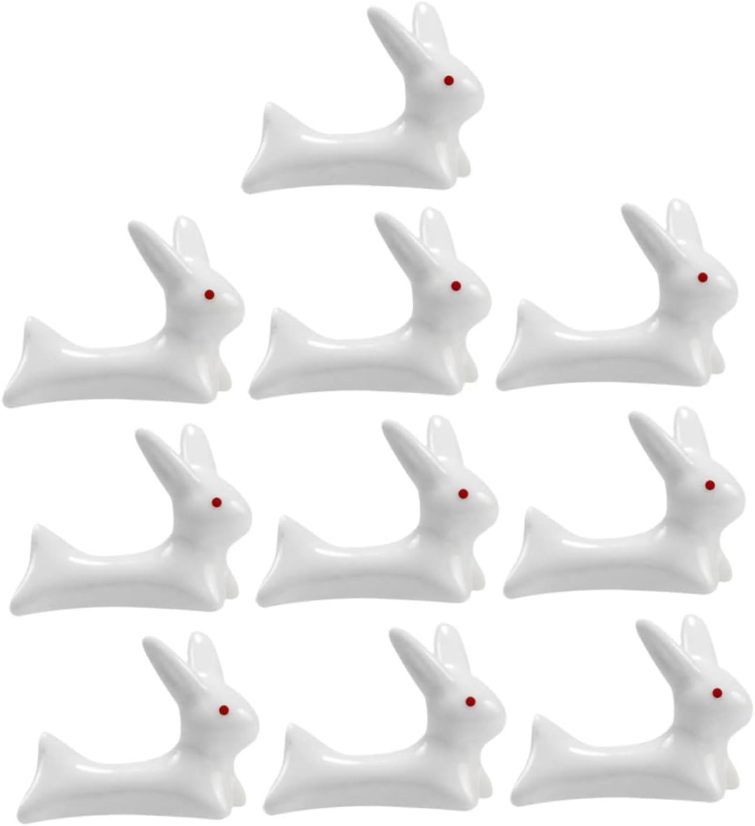 10Pcs Cartoon Ceramic Bunny Tableware Holder Cute Chopsticks Rest Stylish Rabbit Shape Design for Dining Portable Ink Brush Rack for Study Room Present