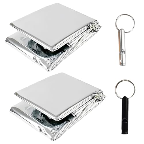 YIPFEN Couvertures Thermiques d'Urgence Réutilisables, Extra Large, Couverture de Survie et Couverture Survie Réutilisable pour La Survie Extérieure, Avec Sifflet de Secours (210×160cm)