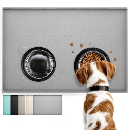 Conlun Napfunterlage Hunde und Katzen Futtermatte 48x30 cm, Silikonmatte