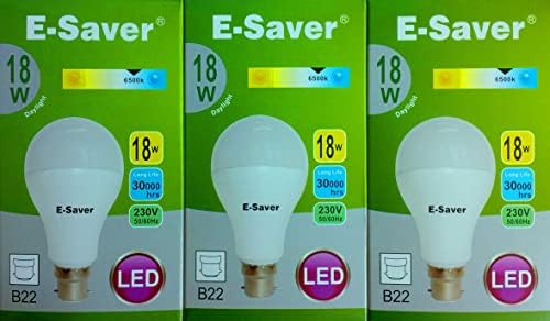 E-Saver - LED Standard GLS A60 (Globe) - Led Light Bulbs - 18w=165w - 1800L (Pack of 3) - Daylight 6500k - Bayonet Light Bulb - (B22- B22d) - Great for SAD, Snooker, Pool, Hobbies, Craft, Photography