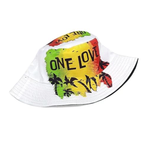Image of One Love Music Reggae Rasta Jamaican Men's Women's Bucket Hat Packable Lightweight Outdoor Hat
