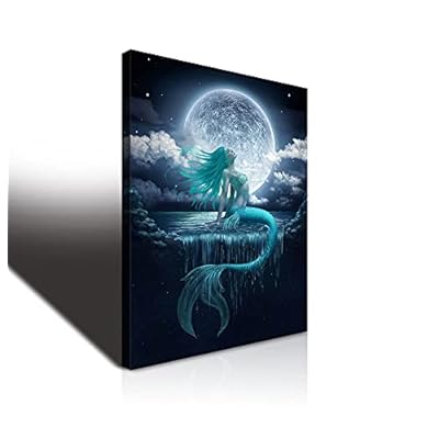 Bathroom Decor Wall Art for Bedroom Modern Artwork for Walls Colorful Mermaid Decor for Girl Room Canvas Art Wall Decor… 41JPDynrMPL. SS400