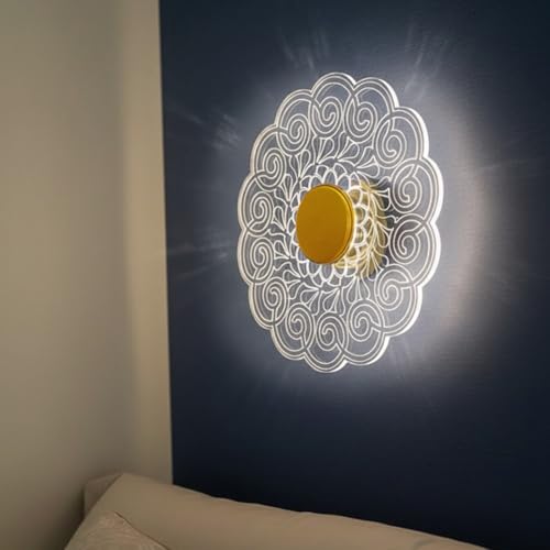 Image of Lamp master Aurex 23cm LED Wall & Ceiling Light | Modern Acrylic Mandala Design | 3-in-1 Color Changing (Warm, White, Natural) | Indoor Lighting for Bedroom, Living Room, Entryway