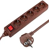 regletas madera escalada Regleta de 5 enchufes schuko con interruptor luminoso.