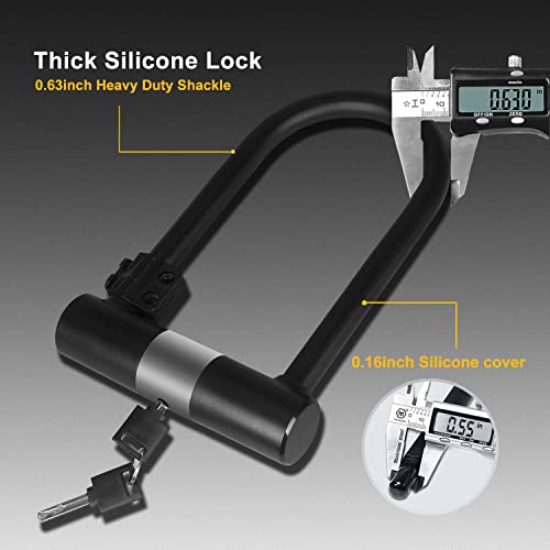 Keabys Large Bike U Lock, U Shape Bicycle U Lock For Motorcycle Wheel,16Mm Bike Locks Heavy Duty Anti Theft For Bike Tire Lock With Keys (Large Bike Lock With 6Ft Cables) #TOP3