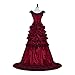 Fortunehouse Women's Gothic Victorian Bustle Wedding Gown Renaissance Vintage Long Dress Steampunk Ball Gowns Evening Dress Costume, Red, Small