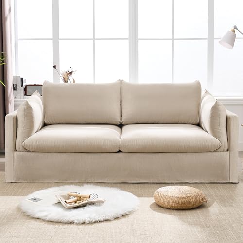 Utilbery 3-Seater Slipcover Sofa, 81.3" Beige Linen