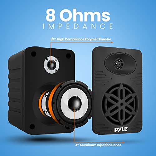 Image of Pyle Indoor Outdoor Speakers Pair - 300 Watt Dual Waterproof 4 inch 2-Way Full Range Speaker System w / 1 /2 inch High Compliance Polymer Tweeter - in-Home, Boat, Marine, Deck, Patio, Poolside - PDWR45BK