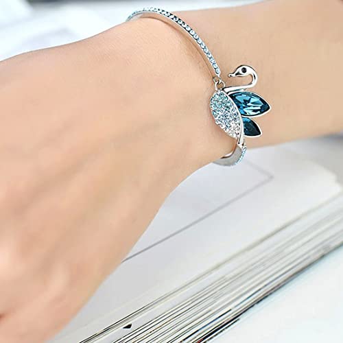 Yellow Chimes Bracelet for Women and Girls Blue Crystal Bracelets for Women | Silver Toned Blue Crystal Bracelet for Girls | Birthday Gift for Girls and Women Anniversary Gift... - Image 2