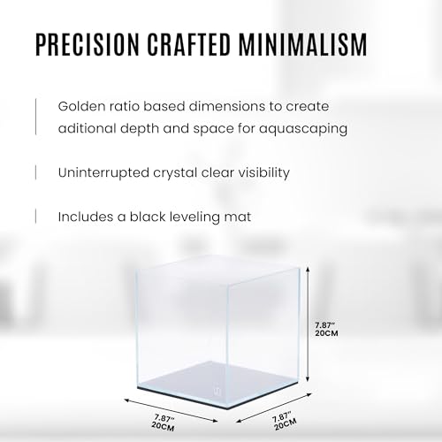 Image of UNS Ultra Clear Rimless Tank - 2.1GAL | 8L - 7.87x7.87x7.87 | 20x20x20 CM, 5mm Glass Thickness, Leveling Mat Included - Low Iron, High Clarity Fish Tank w / 45 Mitered Edge - [20C]