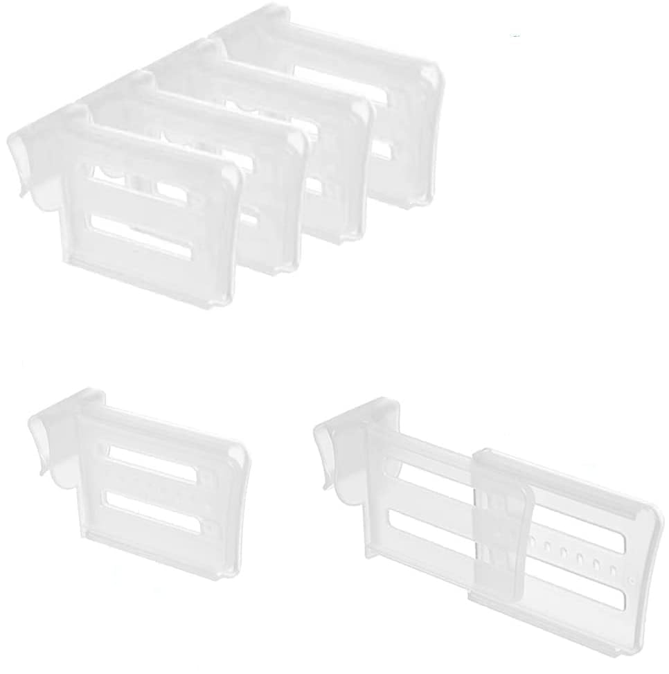 Glowick Expandable Fridge Drawers Storage Partition Clips Storage Organizer Refrigerator Internal Drawer Shelf Divider Clip Space Dividing Bottle Food Packets Organizer for Refrigerator (1Set)-image-4