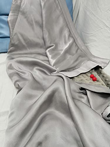 Image of Baby Soft Silk Blanket - 100% Mulberry Silk On One Layer with Minky Plush Dot Blanket Backing - Reversible Double Layer, Gift for Girls /Boys Best for Summer (28 x 40 inch, Silver Grey)
