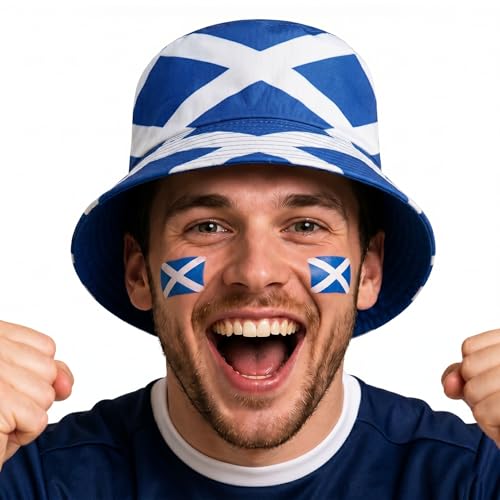 YESAH Scotland Bucket Hat Reversible Sun Cap for Football Fan 56-58cm