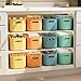 BOBIBOSS 8 Pack Colorful Storage Bins with Lids for Shelves, Classroom Storage Bins, Stackable Colored Bins, Plastic Storage Containers with Lids for Organizing, Storage Boxes for Craft, Art Supplies