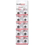 kraftmax 10er Pack Knopfzelle Typ 371 (AG6 / LR921 / LR69 / V371 / SR69) Hochleistungs- Batterie / 1,5V Uhrenbatterie für professionelle Anwendungen - Neuste Version