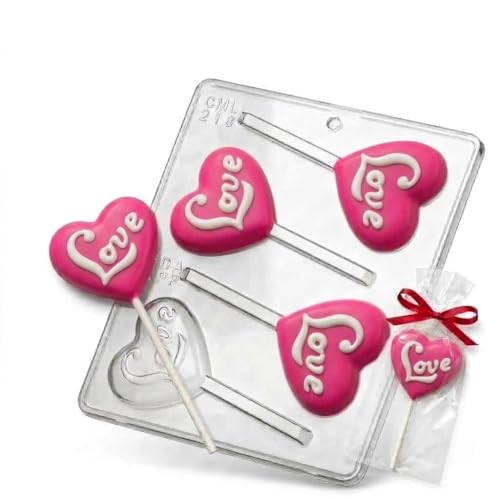 Love on a Heart Lollipop Chocolate Candy Mold 218