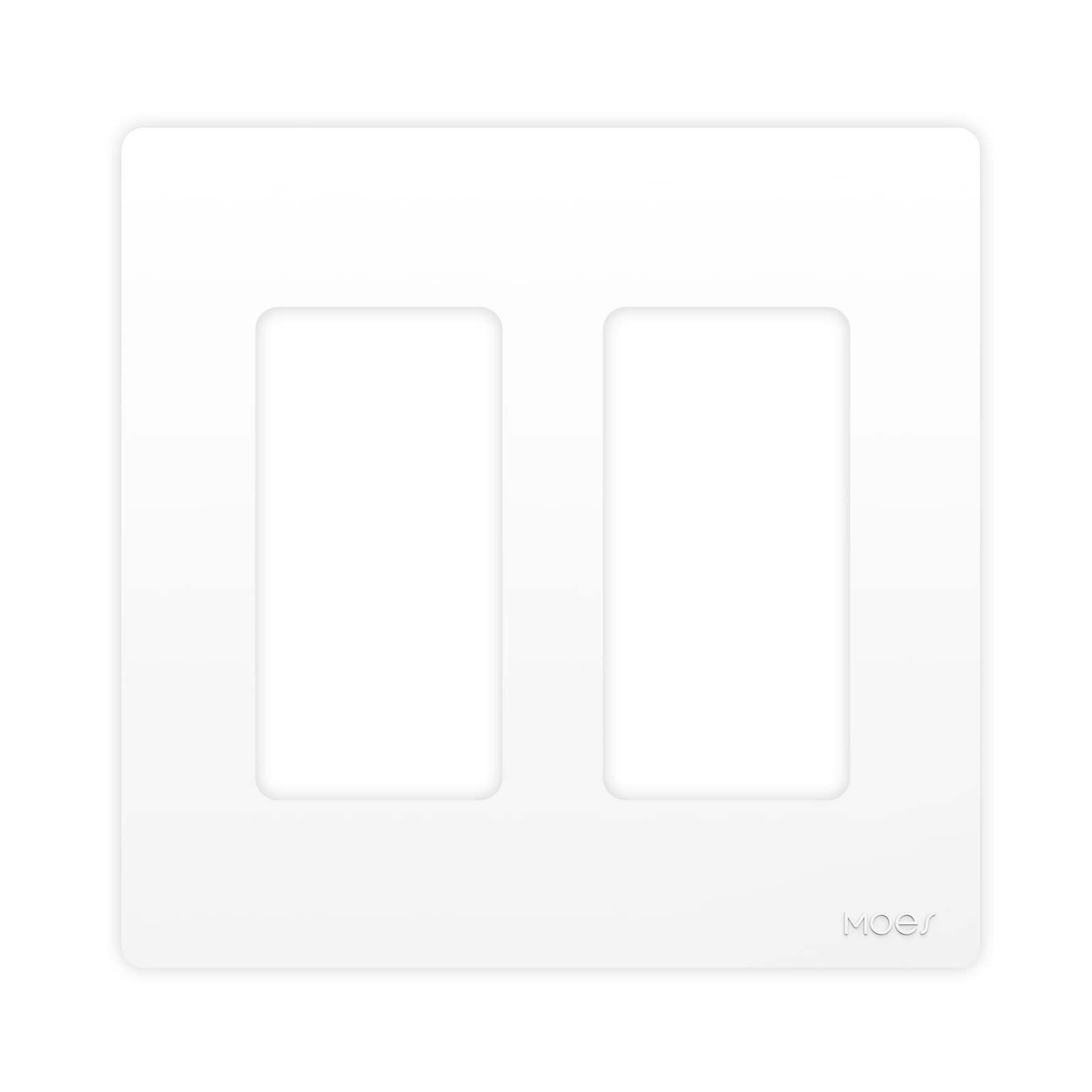 MOES 2 Gang Screwless Wall Plate for Star Ring Series Light Switches, Unbreakable Switch Cover White…