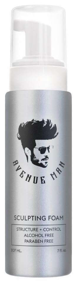 Avenue Man Sculpting Foam for Men - 7 Oz - Frizz Control & Firm Hold Hair Mousse for Men - Styling Hair Products - Men’s Mousse for Hair Styling with No Crunch, Clean Texture & Long-Lasting Lift