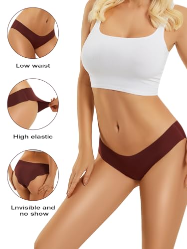 Women’s Seamless Underwear, No Show Bikini Briefs, Soft Stretch Panties, Invisibles Underwear for Women, 6 Pack2