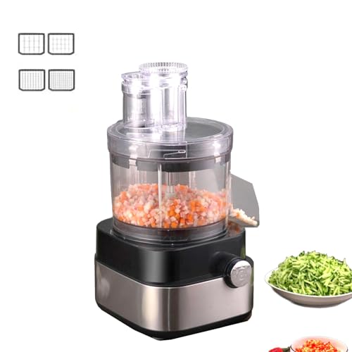 Commercial Vegetable Chopper, Electric Potato Dicer Processor, 5 in 1 Electric Veggie Shredder, Multifunctional Meat Blender Grinder Combo, 4 Blades with 5L Bowl for Mincing, Dicing, Shredding, 600W