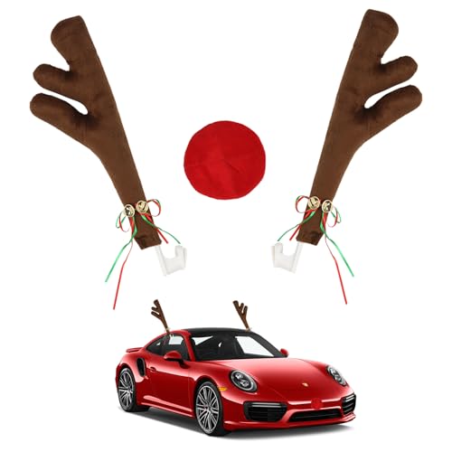 MorLuks Auto Rentiergeweih, Rentier Deko Auto, Autoschmuck Weihnachten...
