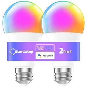 Smart Light Bulbs, RGB+WW Color Changing Light Bulbs, A19 LED Light Bulb, Music Sync, 16 Million Colors, Compatible with Alexa, Google Assistant, 750LM, E26 Base, 2 Pack