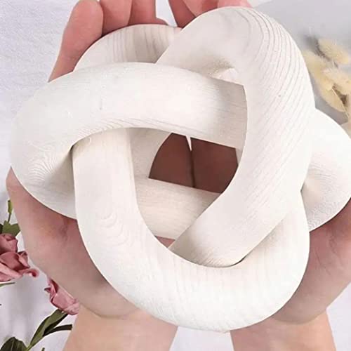 Nœud chaîne décorative sculptée bois blanc 3 maillons 6 pouces