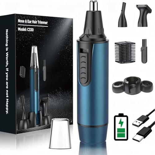 AREYZIN Nose Hair Trimmer for Men,2026 Professional 3 in 1 Painless RechargeableEar and Nose Trimmer,IPX7 Waterproof Eyebrow Facial Hair Trimmer Body Grooming Kit Dual EdgeBlades