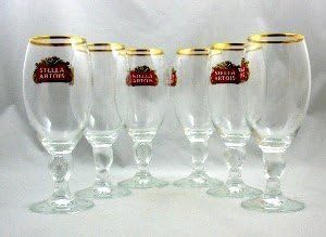 Set of (SIX) 6 Stella Artois Chalice Glasses (Each 33 Centiltre Chalice)