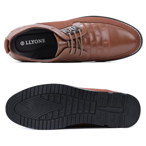 Image of Mens Dress Shoes Casual Business Oxford Derby Orthopedic Leather Shoes Simple Lace-up Walk Loafers Flats Shoes for Men