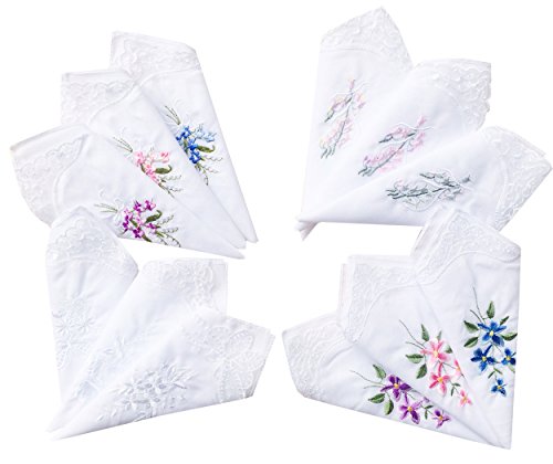 Cotton Embroidered Ladies Lace Handkerchiefs Pack ¡­ #TOP4