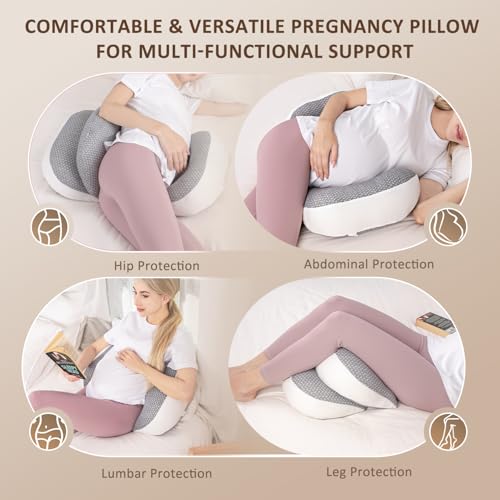Image of Chilling Home Portable Pregnancy Pillow Memory Foam-Maternity Body Pillow for Sleeping- Multifunctional Pregnancy Wedge Pillow for Back, Belly, Ideal for Pregnant Women,with Grey Removable Cover