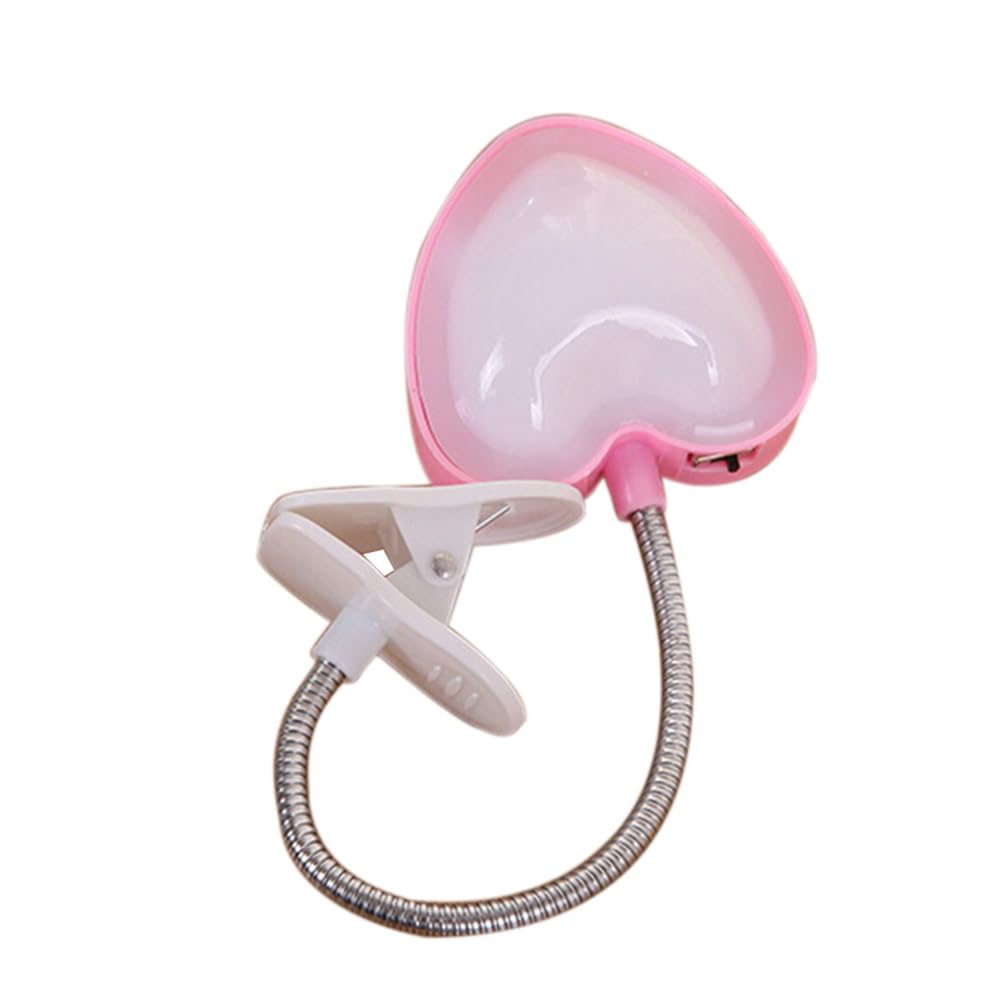 UPKOCH USB Led Reading Lamp with Clip Eye Protection Pink Table Light Adjustable Gooseneck Battery Powered Desk Clamp Lamp for Study Bedside