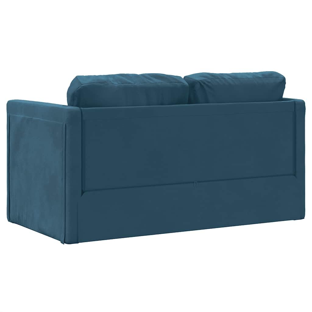 Sofá de suelo azul con función de dormir 122 x 204 x 55 cm terciopelo 2 en 1 sofá cama con espacio de almacenamiento, cojines, reposabrazos para salón, habitación de invitados, oficina y