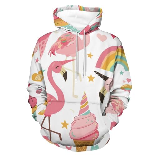 Sweatshirt pullover flamants roses arc-en-ciel contre la grisaille automnale