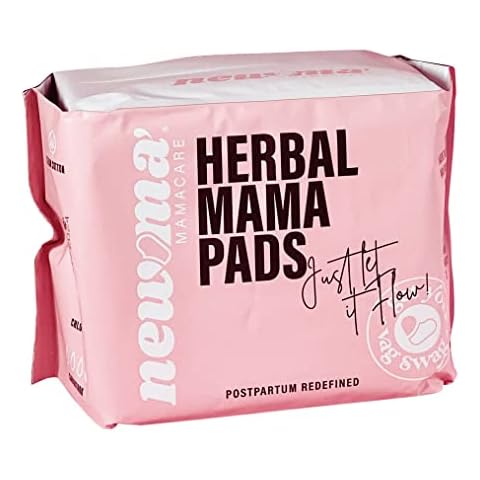 newma Wochenbett-Binden - 12x Herbal Mama Pads: Wochenbettvorlagen aus Bio-Baumwolle & Kräuterextrakt. Extra saugstark, Auslaufschutz Cover