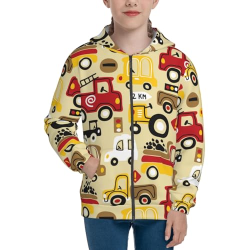 Vehicles Kid Hoodies Boys Zip Up Sweatshirts Girls Pullover with Pocket3