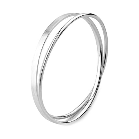 Merdia S990 Solid Sterling Silver Polished and Textured Twisted Bangle Bracelet for Women inner size2.75" Cover