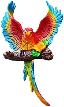 XKFLAUHM Bright Resin Parrot Tiki Statue Bar Decorations, 41cm Realistic Tropical Garden Parrot Sculpture for Home Decor Outdoor Patio Garden Statues Bird Ornament Valentine's Day Gifts