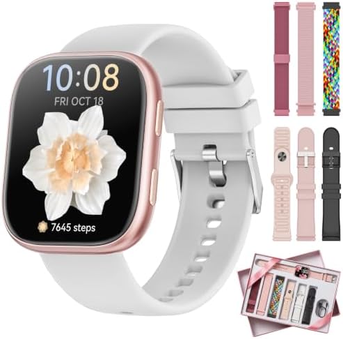 7 Armbänder & Geschenkbox Smartwatch Damen Herren, 1.83" HD Uhr damen mit Bluetooth-Anruf, Fitness Tracker, Pulsmesser, Schlafmonitor, Schrittzähler, IP68 Wasserdicht, 110+ Sportmo
