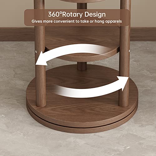 Kungfuwood Coat Rack, Rotary Coat Rack Freestanding,Fas Grade Rubber Wood,Coat Rack Stand With 3 Shelves And 3 Crossbar, Sturdy And Easy Assembly Wooden Coat Tree (Walnut) #TOP3