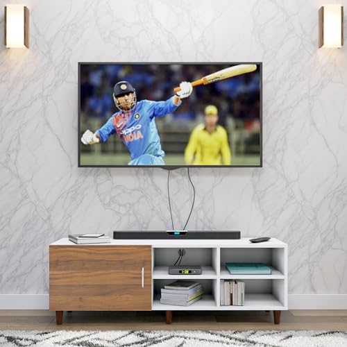 Image of VIKI Modern TV Unit for Living Room | Engineered Wood TV Cabinet with 1 Door Storage & 2 Open Shelves, Entertainment Unit, 140W x 48H x 40D cm | DIY | 1 Year Warranty (White & Walnut)